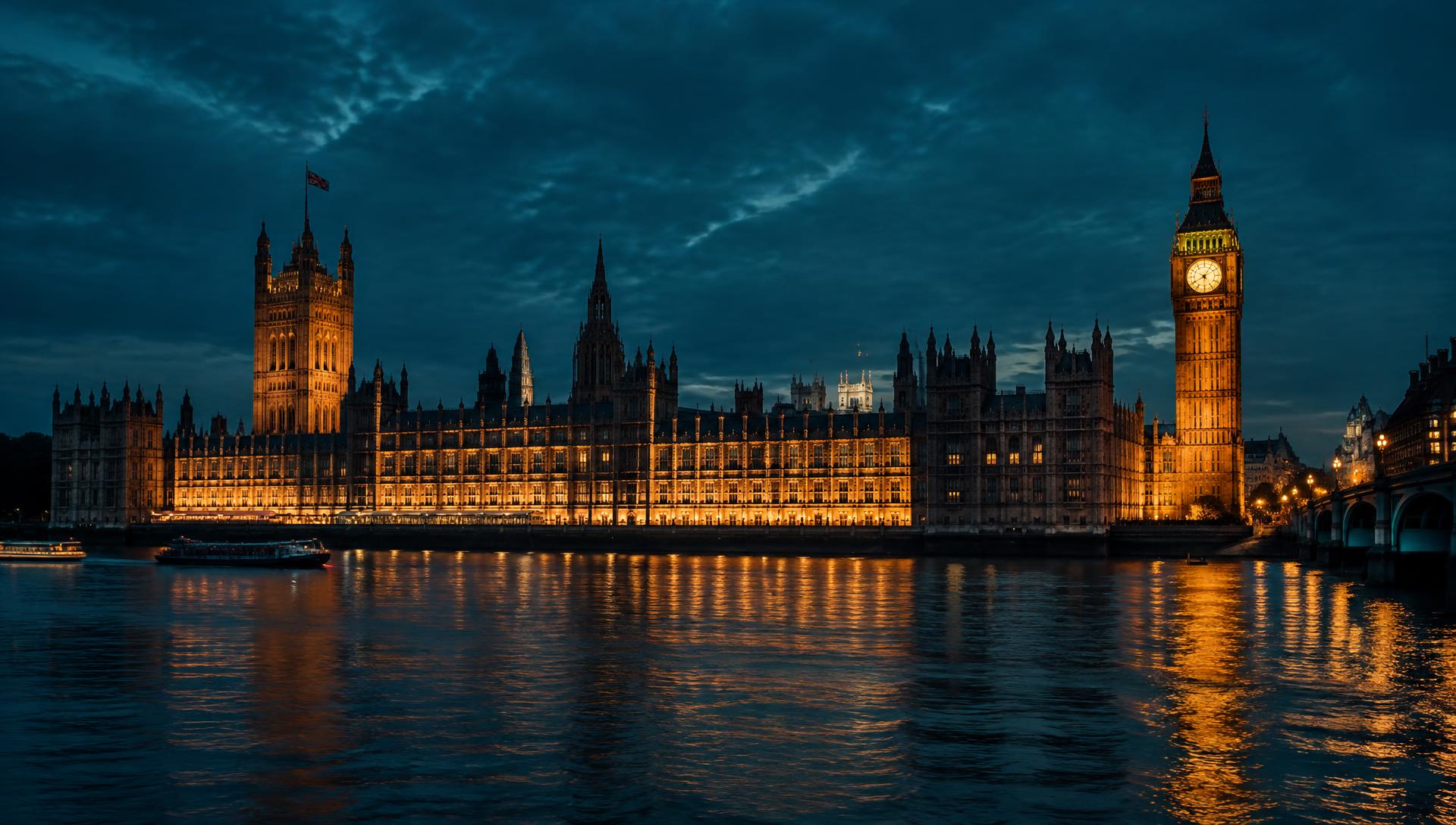 Big Ben and the Palace of Westminster lit up at blue hour